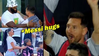 Messi reaction to LeBron James and Kim Kardashian in his debut for Inter Miami vs Cruz Azul today