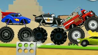 MONSTER TRUCKS | Permainan Anak Balap Mobil Monster Truk Pemadam Polisi dan Superman | Best Gameplay