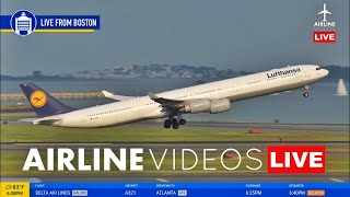 🔴LIVE BOS (BOSTON LOGAN) PLANE SPOTTING: Watch Arrivals and Departures!