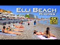 Elli Beach Walk Rhodes , Greece in 4K 60fps HDR ( UHD ) Dolby Atmos 💖 The best places 👀 walking tour