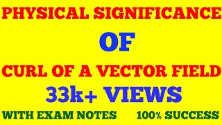 PHYSICAL SIGNIFICANCE OF CURL OF A VECTOR FIELD || WITH EXAM NOTES ||