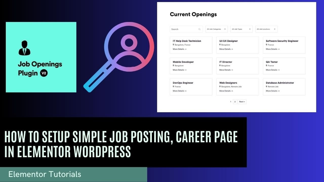How To Setup Simple Job Posting Career Page In Elementor Wordpress