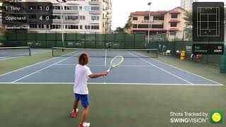 [fun match] Tennis at St Wilfred w Aaron 20231226, with score