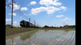 SLパレオエクスプレス　タイムラプス　C58　秩父鉄道　大麻生駅－明戸駅 2022/6/4 水鏡　田植え　SLヨロ研マルシェ号　４K