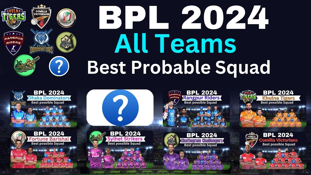 BPL 2024 | All Teams Best Possible Squad | BPL 2024 Best Probable Squad ...