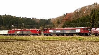 EH500-5(2次形)･63 貨物列車 3054レ ランテック UF42A積載･8071レ(離合)