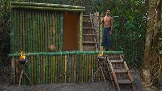 Build incredible Bamboo Mud Villa House in Deep Jungle without tool by Jungle Survival