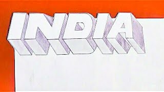 How to drawing word "INDIA" in 3D !!very easy!!