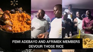 FEMI ADEBAYO ADEBAYO TIJANI SOJI TAIWO JIGAN ALIU GAFAR OTHER AFRIMEK MEMBERS DEVOUR POT OF RICE