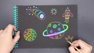 Scratch Art | How to Draw Space Step by Step - Easy Drawings
