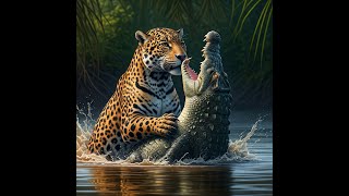 Jaguar vs  Crocodile  Epic Battle! VEED