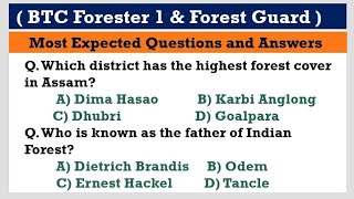 BTC Forester I and Forest Guard Exam 2024 || General knowledge of Assam #BTC forest Department