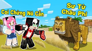 REDHOOD THỬ THÁCH 24 GIỜ KHÁM PHÁ THẾ GIỚI ĐỘNG VẬT TRONG MINECRAFT*1 NGÀY MỀU NUÔI SƯ TỬ CHÂU PHI