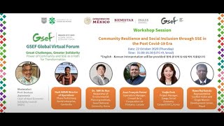 GSEF Global Virtual Forum 2020 - Community Resilience and Social Inclusion through SSE...