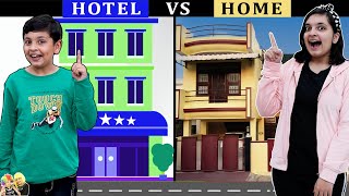 HOTEL v/s HOME | Types of Kids at Hotel Funny video | Aayu and Pihu Show
