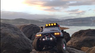 FMS FCX10 LC80 SCALE/TRAIL RUN WITH NEW INJORA WINCH SETUP #fms #fcx10 #injora #scalelife #traillife