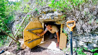 Making a DUGOUT in a CAVE | Installing a DOOR | Sleeping in a HAMMOCK | Part 3