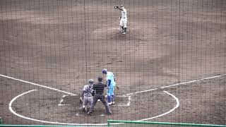 2022/12/3(土) 坂元創(九州共立大学) vs 松浦佑星(日本体育大学) センター前ツーベースヒット