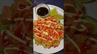 Salmon Sushi Waffle 🔥 #shorts #asmr