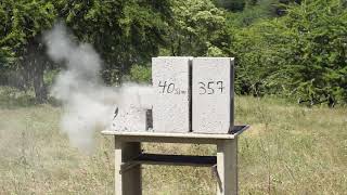 9mm (124gr) vs 40 s&w (180gr) vs .357 Magnum (158gr) 🔥 vs Concrete Block