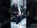 the wolf went to call the man to rescue the injured black leopard