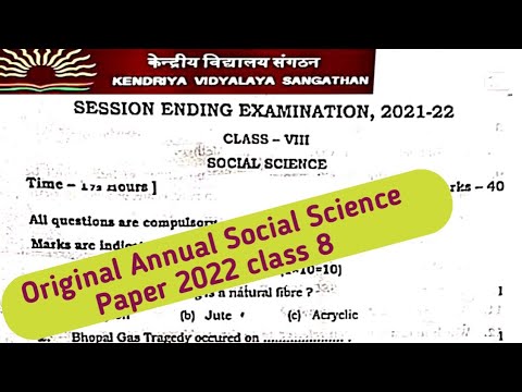 KVS Final Social Science Paper Class 8| KVS Annual Exam2022 Original ...