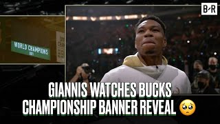 Giannis Tears Up Watching Milwaukee Bucks Championship Banner Go Up 🙏