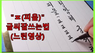 궁서체 글씨잘쓰는법( ㅍ 피읖) 느린영상, 청암체가 연구해서 정리한, 악필교정을 위한 궁서체 규칙과 법칙을 알려드립니다