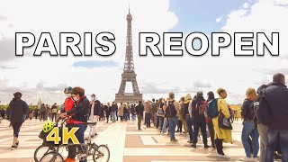Paris, France - Reopening update -  Around Trocadero and Eiffel Tower [4K]