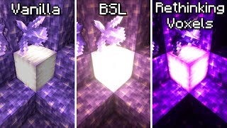 Vanilla VS BSL VS Rethinking Voxels - Best Minecraft Shader Comparison