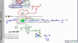 Algebra 2 Chapter 10 Section 2 Parabolas
