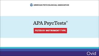 APA PsycTests - Filter by Instrument Type on Ovid