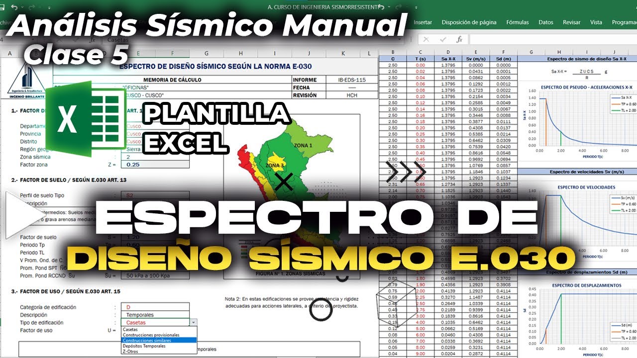 🔴 ESPECTRO DE DISEÑO SÍSMICO EN EXCEL // NORMA E030 ACTUALIZADO ...