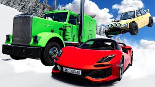 We Raced The FASTEST CARS on a DESTRUCTIVE Ski Slope in BeamNG Drive Mods!