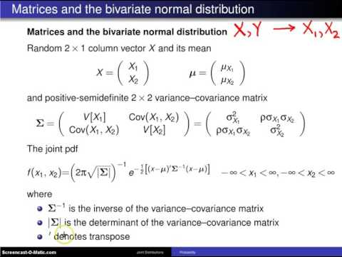 Bivariate normal distribution matrix approach Bivariate normal distribution matrix approach