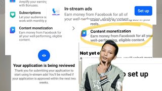 Kum no ban ioh ia ka content monetization tools | instream set up|your application is Being Review