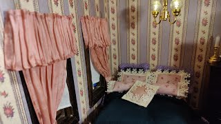 No Sew Silk Dollhouse Curtains and Window Shades for the ROOMING HOUSE DOLLHOUSE