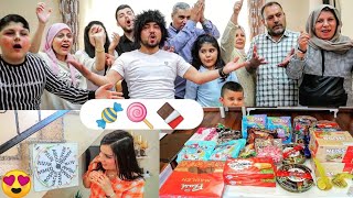 أكبر تحدي سكاكر العيد بعجلة الحظ🍬🍭🍫// مين رح ياخد اكتر سكاكر العيد 😍