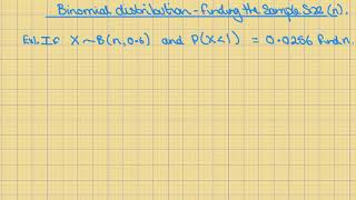 Binomial distribution - finding the sample size n