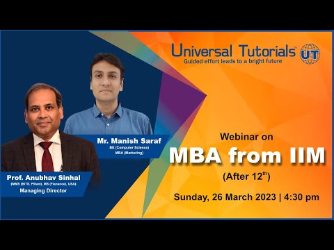 Webinar - MBA From IIM After 12th - 26/03/2023 - YouTube