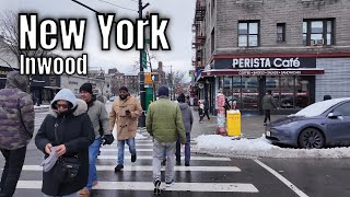 NYC Winter Stroll Through Inwood | 4K Walking Tour of Snowy Streets