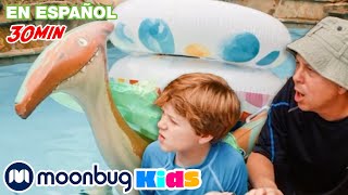 ¡Dinosaurio gigante T-Rex en la piscina! | @TRexRanchEspanol | Moonbug Kids