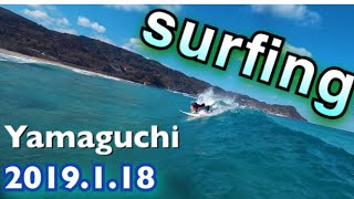 2019.1.18 山口県 透き通った海でサーフィンをする🏝