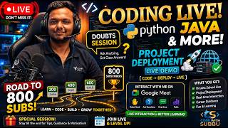 LIVE Coding Doubts & Project Deployment | Google Meet Interaction | Python, Java & Full Stack #live