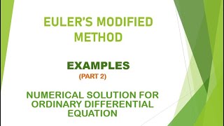 Euler Modified Method || Example || Part 2