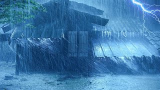 🌧️ Heavy Rain And Thunder Echoing On An Old Roof | Natural White Noise For Deep Relaxation 🌩️