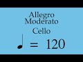 Suzuki Cello Book 3 | Allegro Moderato | Piano Accompaniment | 120 BPM