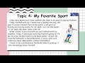 Topic 4: My Favorite Sport.