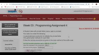 Programming in Java week 3 Programmin Assignment 4 and 5 Solution code Nptel 2025