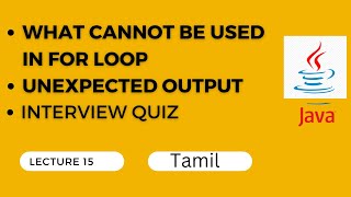 15. JAVA for loop | Interview MCQ what cannot be used in for loop| for loop compilation error|